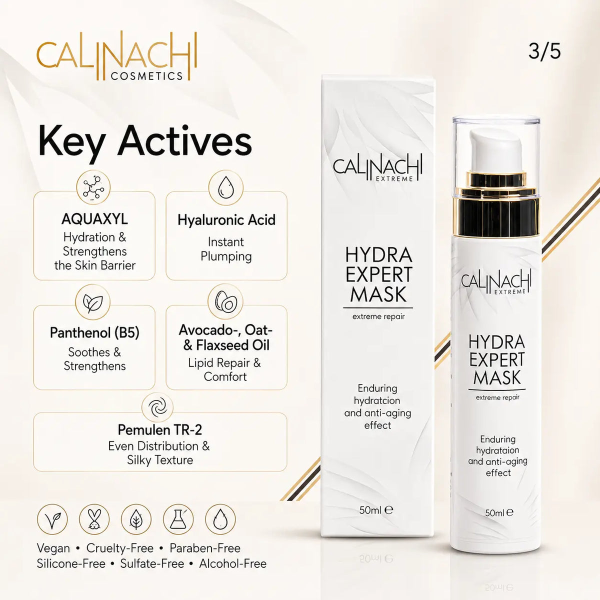 Hydra Mask for Face, Neck, and Décolletage, 50ml. skincare CALINACHI Cosmetics
